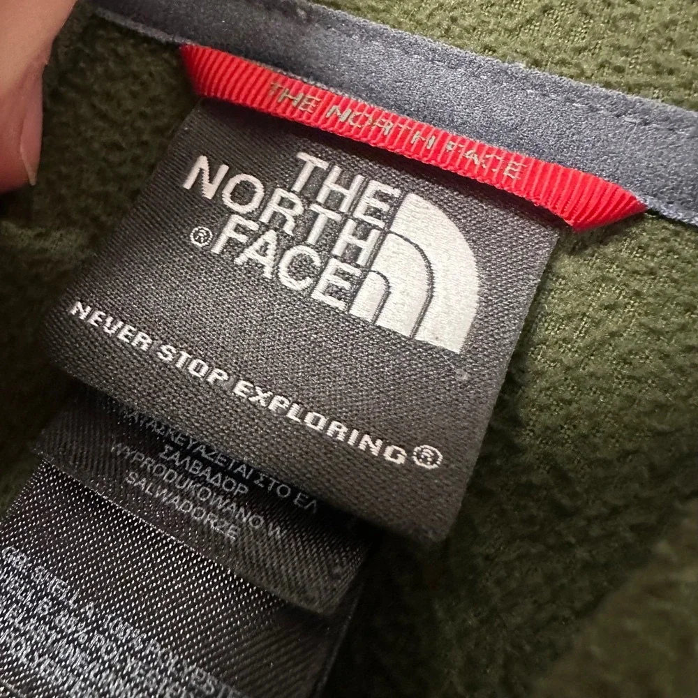 The North Face Mens XL Quarter Zip Fleece Pullover Olive Green Grey‎ 2543